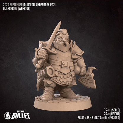 Duergar Warrior | TABLETOP SCALE | D&D TTRPG Miniature | Bite the Bullet
