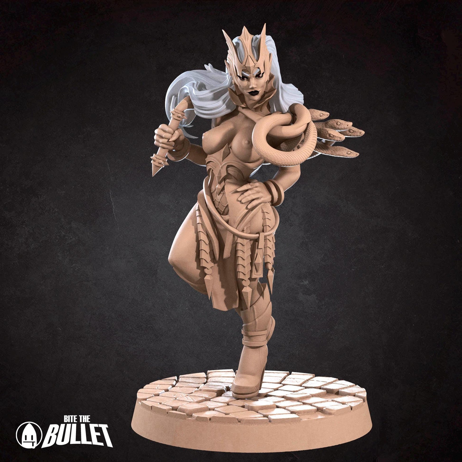 Exxotic Kendall, Drow Whip Master | Pinup SFW NSFW D&D Model Miniature | Bite the Bullet