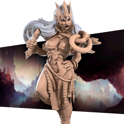 Exxotic Kendall, Drow Whip Master | Pinup SFW NSFW D&D Model Miniature | Bite the Bullet