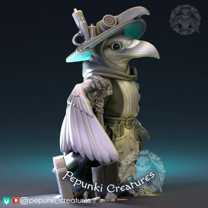 Raven Gravedigger Plague Doctor miniature by Tattles Told 3D, tabletop or display scale, featuring a plague doctor with raven elements.