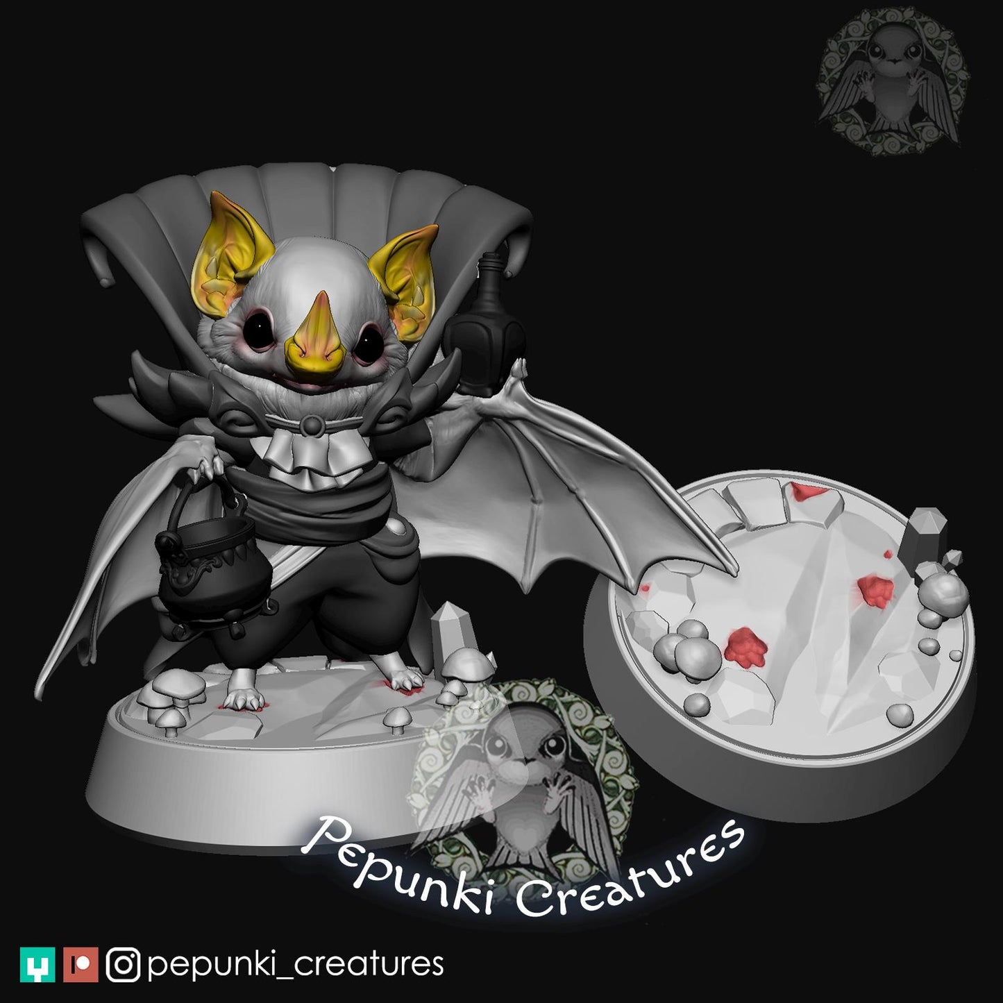 Honduran Bat | Tabletop or Display Scale | D&D Humblewood TTRPG Miniature | Pepunki Creatures