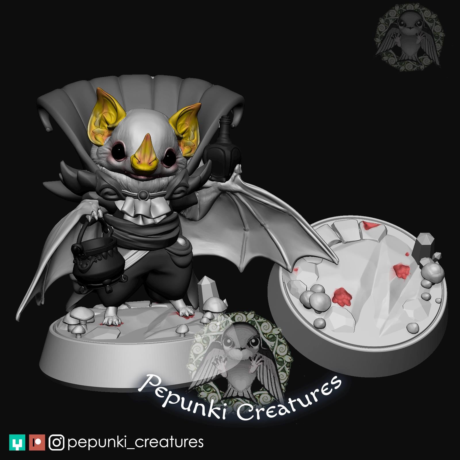 Honduran Bat | Tabletop or Display Scale | D&D Humblewood TTRPG Miniature | Pepunki Creatures