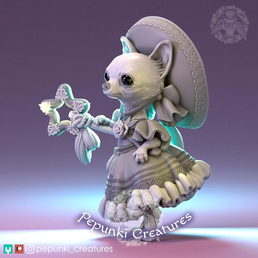 Chihuahua Sorceress | Tabletop or Display Scale | D&D Humblewood TTRPG Miniature | Pepunki Creatures