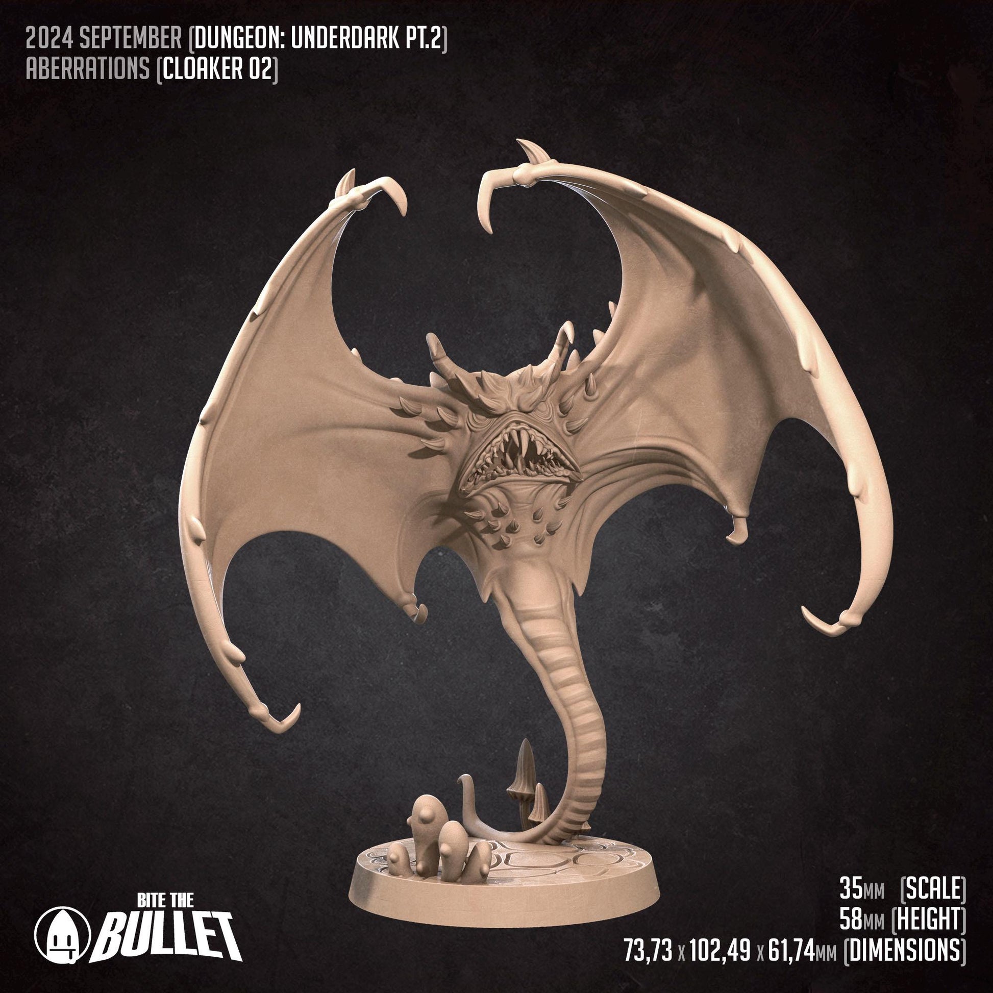 Cloaker | TABLETOP SCALE | D&D TTRPG Miniature | Bite the Bullet