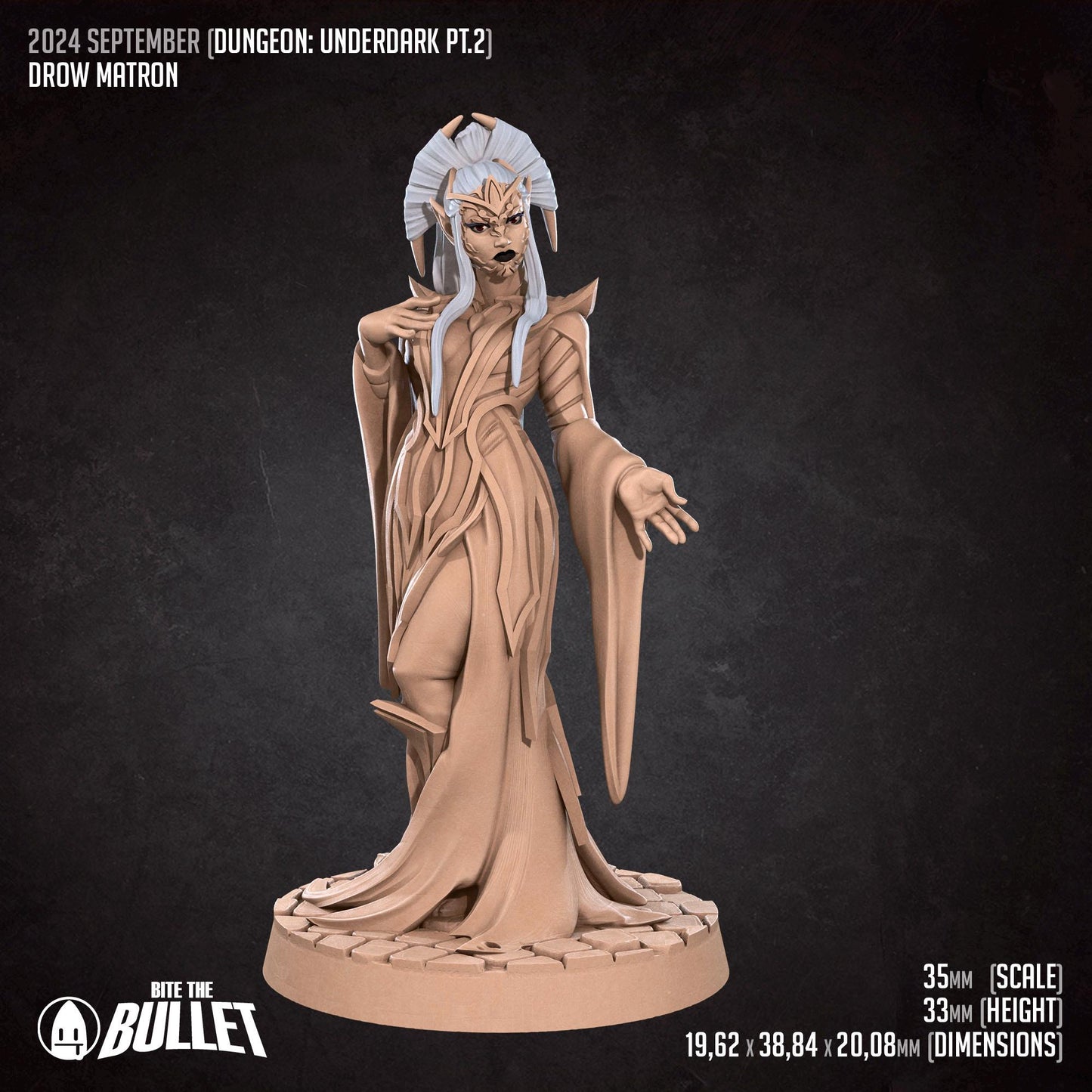 Drow Matron | TABLETOP SCALE | TTRPG Miniature | Bite the Bullet