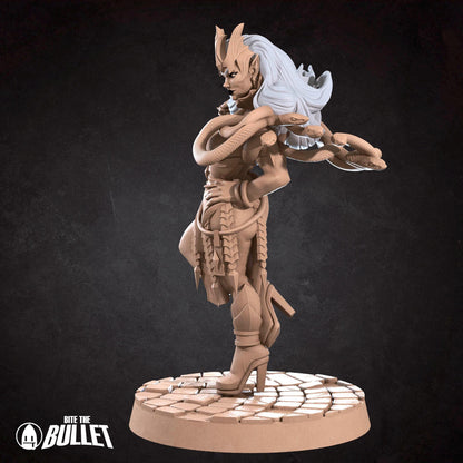 Exxotic Kendall, Drow Whip Master | Pinup SFW NSFW D&D Model Miniature | Bite the Bullet