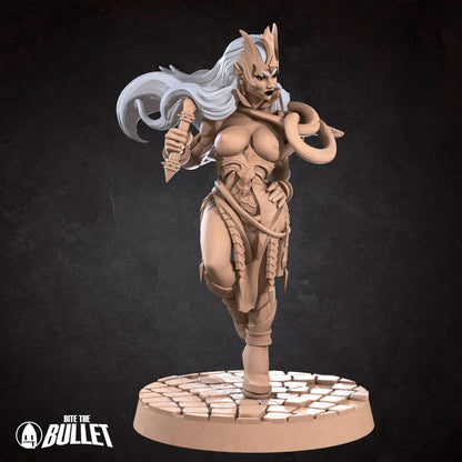 Exxotic Kendall, Drow Whip Master | Pinup SFW NSFW D&D Model Miniature | Bite the Bullet