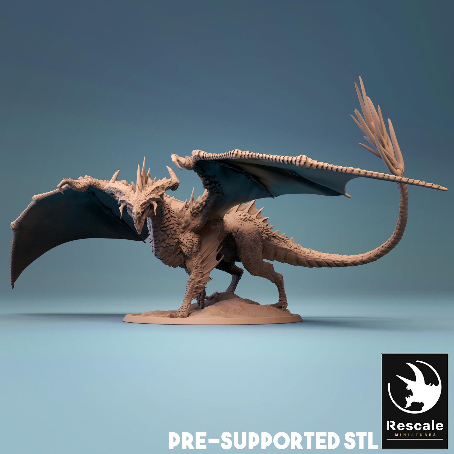Black Dragon, Chromatic Monster | TABLETOP SCALE | D&D TTRPG Dragon Miniature | Rescale Miniatures