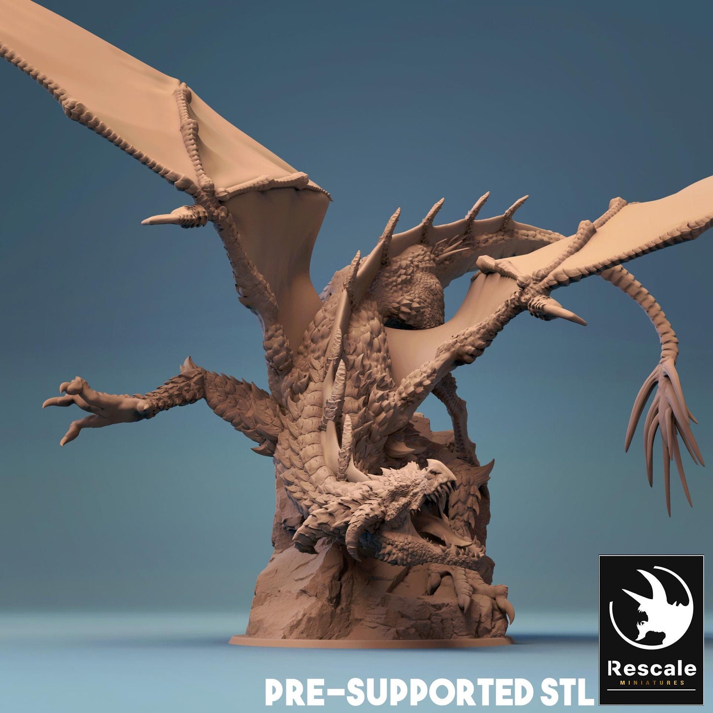 Black Dragon, Chromatic Monster | TABLETOP SCALE | D&D TTRPG Dragon Miniature | Rescale Miniatures