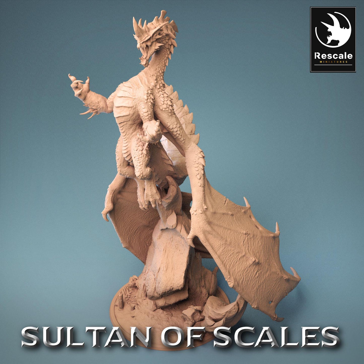 Blue Chromatic Dragon, Legendary Monster | TABLETOP SCALE | D&D TTRPG Dragon Miniature | Rescale Miniatures