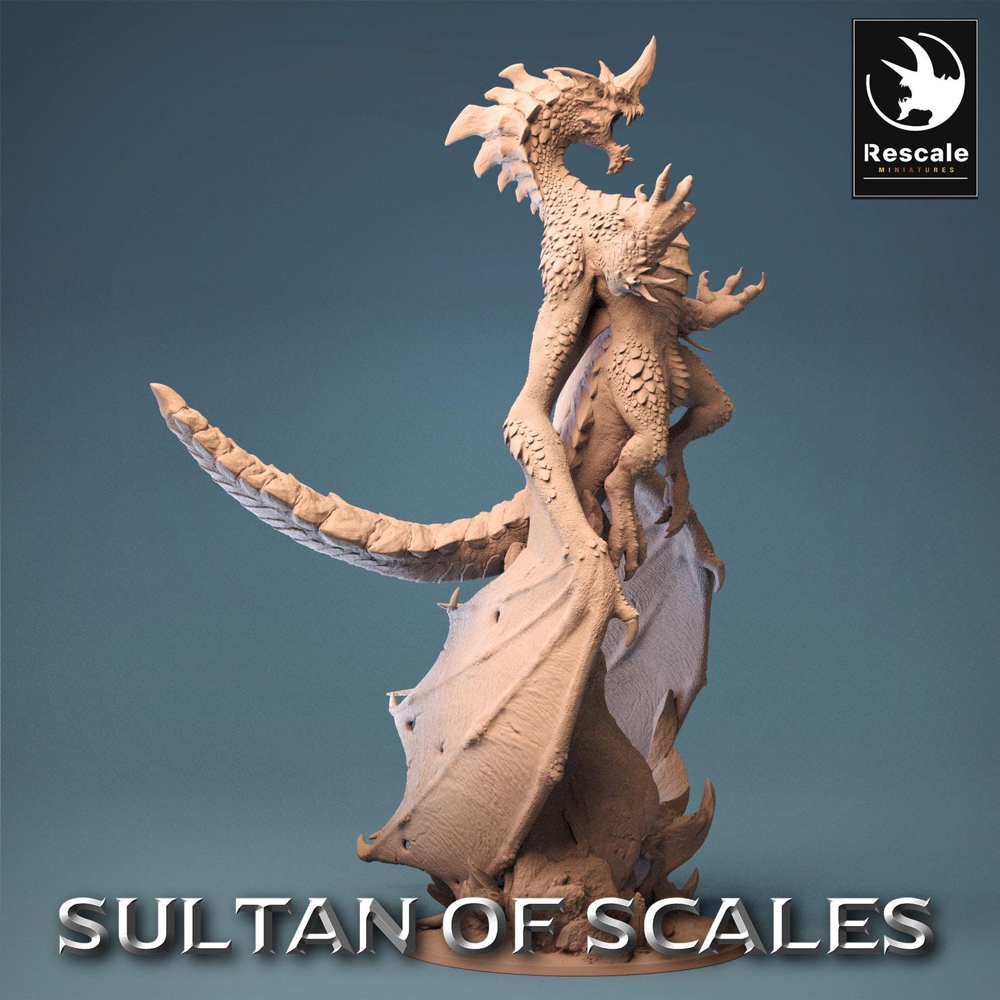 Blue Chromatic Dragon, Legendary Monster | TABLETOP SCALE | D&D TTRPG Dragon Miniature | Rescale Miniatures