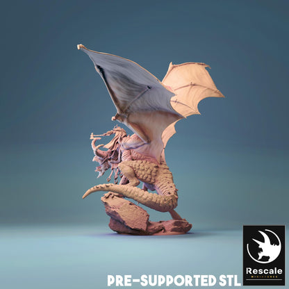 Fafnir Dragon, Mounted Monster | TABLETOP SCALE | D&D TTRPG Dragon Miniature | Rescale Miniatures