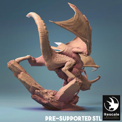 Fafnir Dragon, Crawling | TABLETOP SCALE | TTRPG Dragon Miniature | Rescale Miniatures