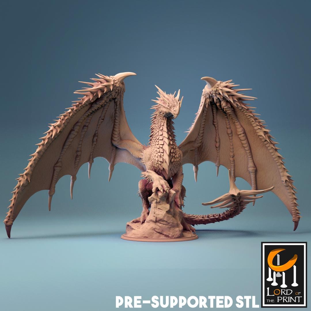 Red Dragon, Chromatic Monster | TABLETOP SCALE | D&D TTRPG Dragon Miniature | Rescale Miniatures