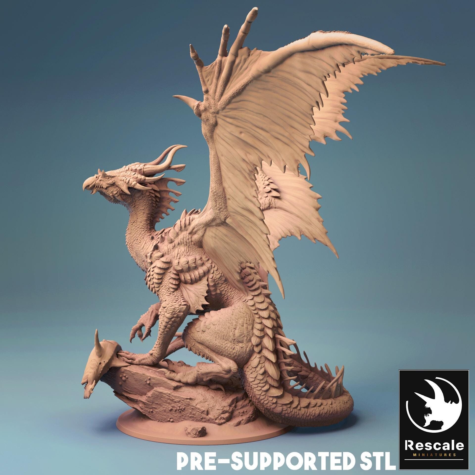 Bronze Dragon, Metallic Monster | TABLETOP SCALE | D&D TTRPG Dragon Miniature | Rescale Miniatures