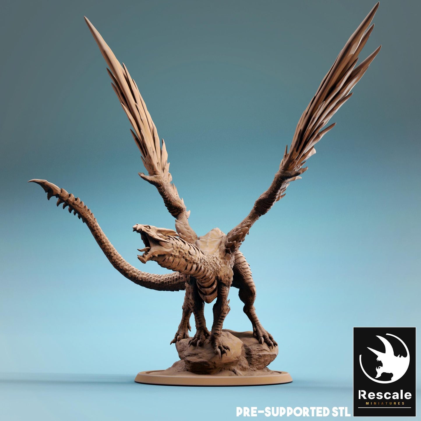 Steel Dragon, Metallic Monster | TABLETOP SCALE | D&D TTRPG Dragon Miniature | Rescale Miniatures