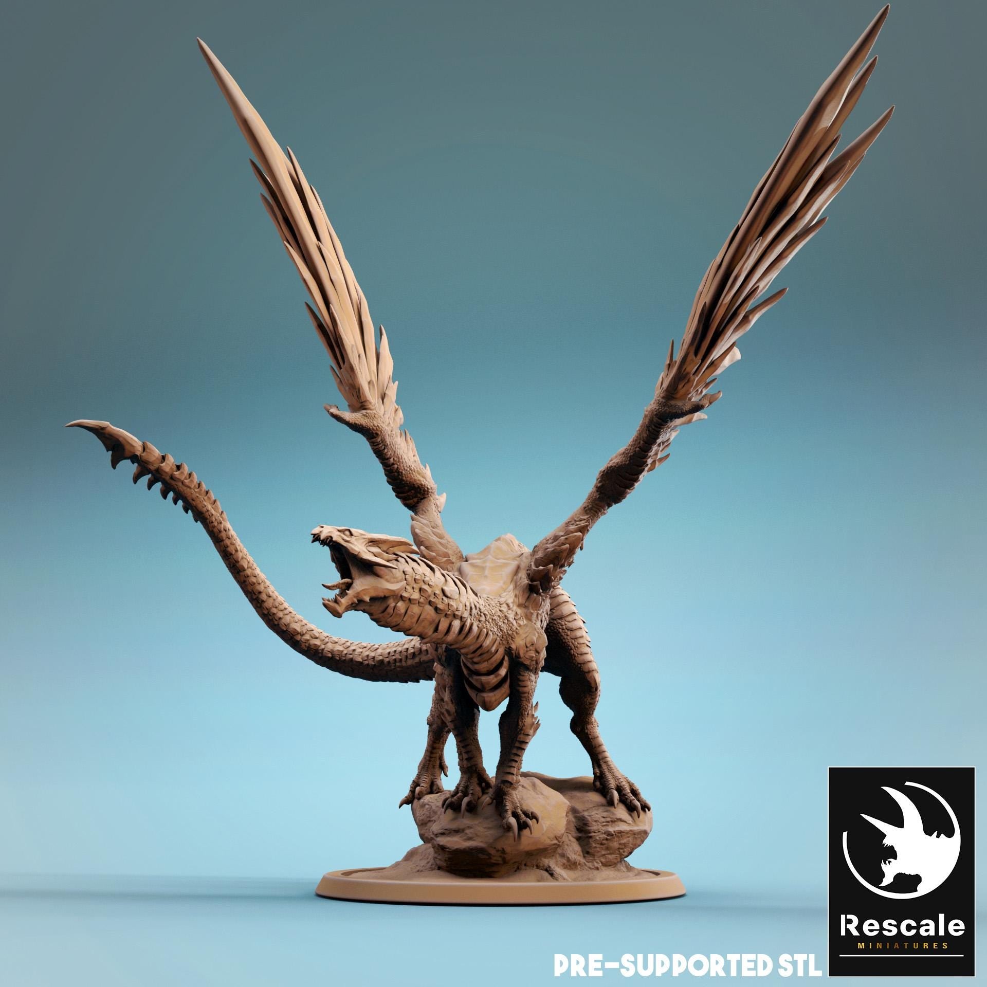 Steel Dragon, Metallic Monster | TABLETOP SCALE | D&D TTRPG Dragon Miniature | Rescale Miniatures
