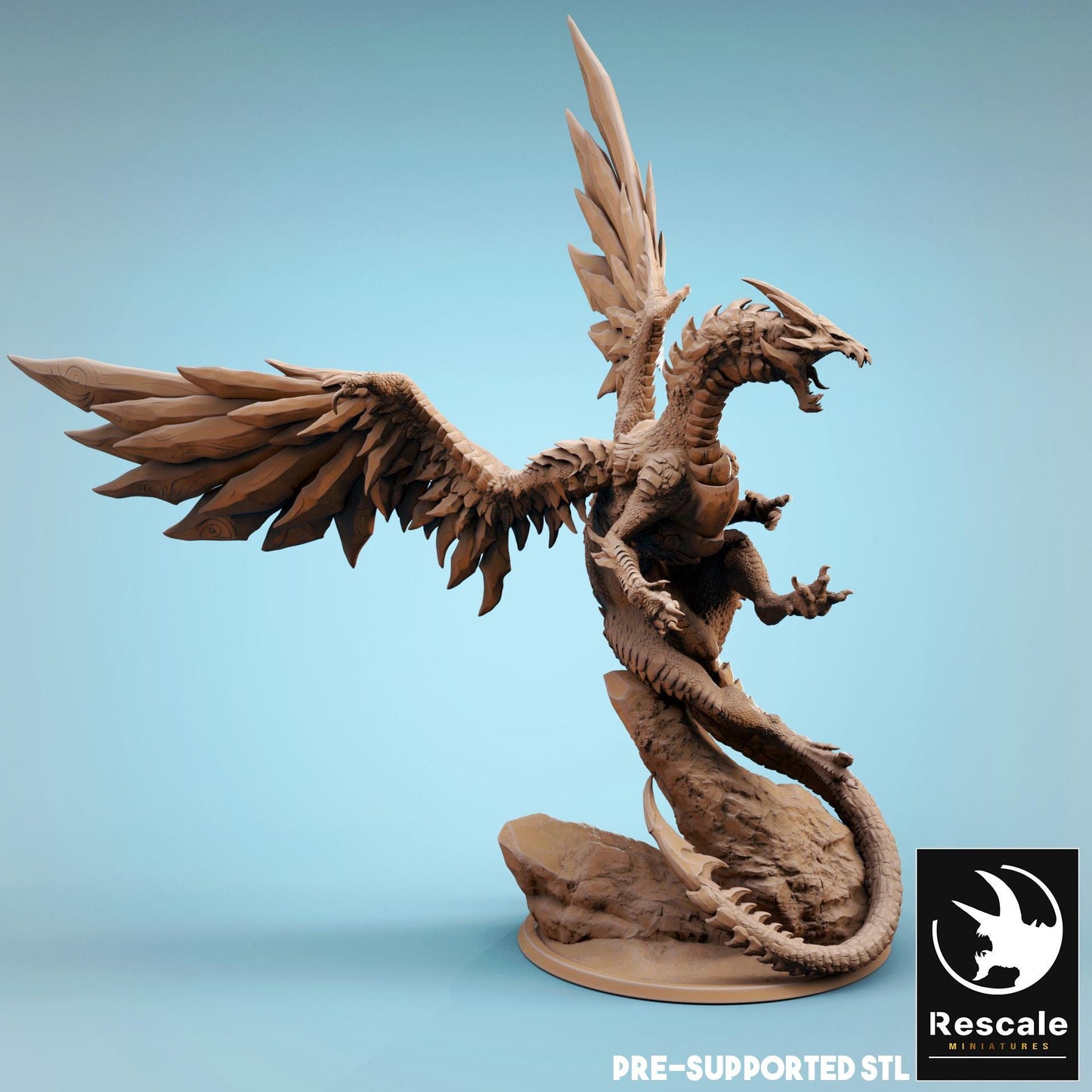 Steel Dragon, Metallic Monster | TABLETOP SCALE | D&D TTRPG Dragon Miniature | Rescale Miniatures