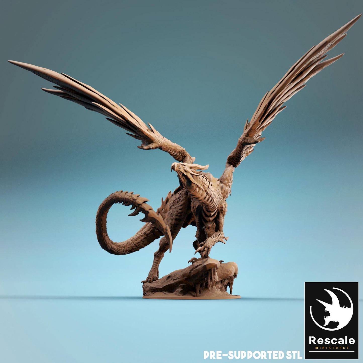 Steel Dragon, Metallic Monster | TABLETOP SCALE | D&D TTRPG Dragon Miniature | Rescale Miniatures