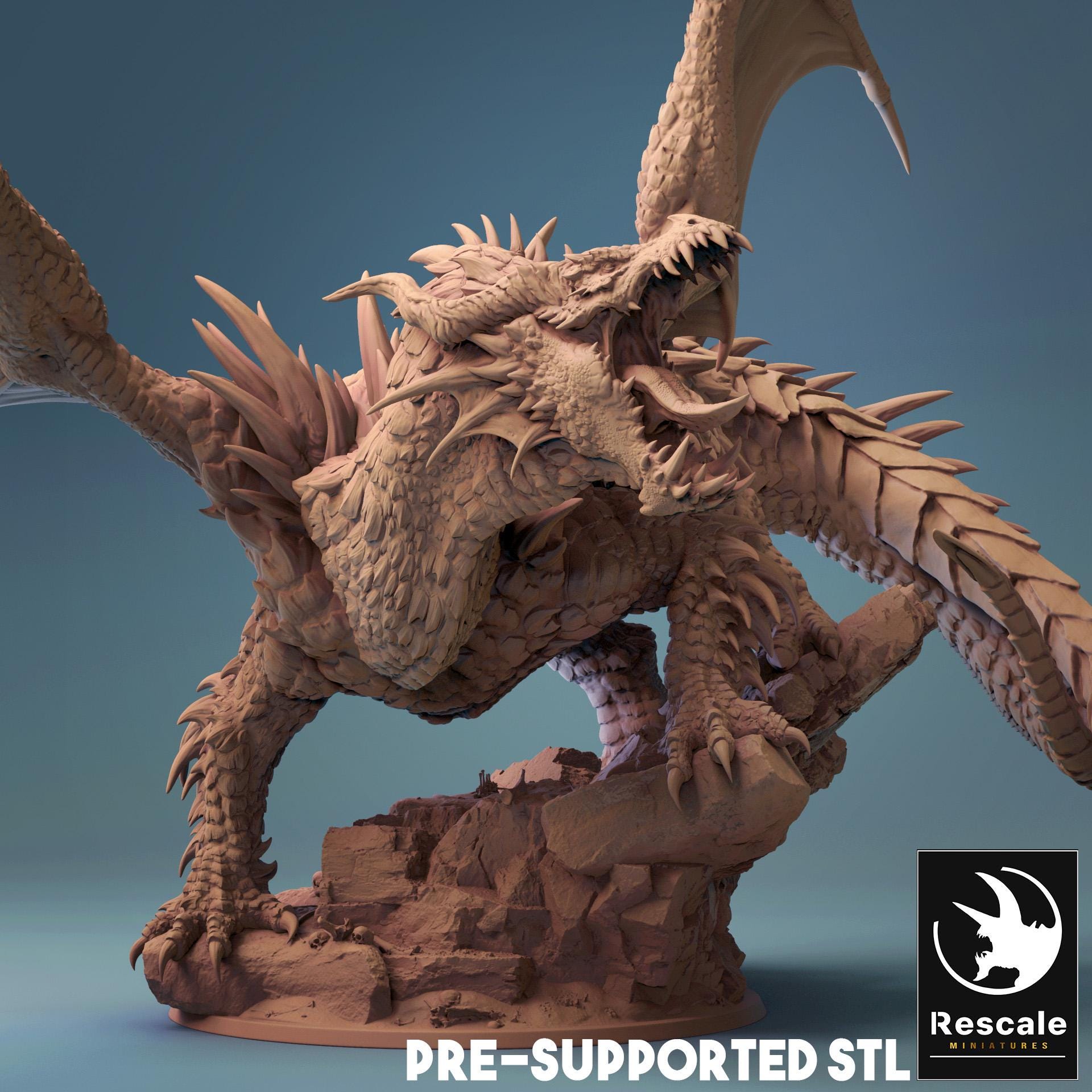 Tiamat, Queen Mother of Chromatic Dragons | TABLETOP SCALE | TTRPG Dragon Miniature | Rescale Miniatures