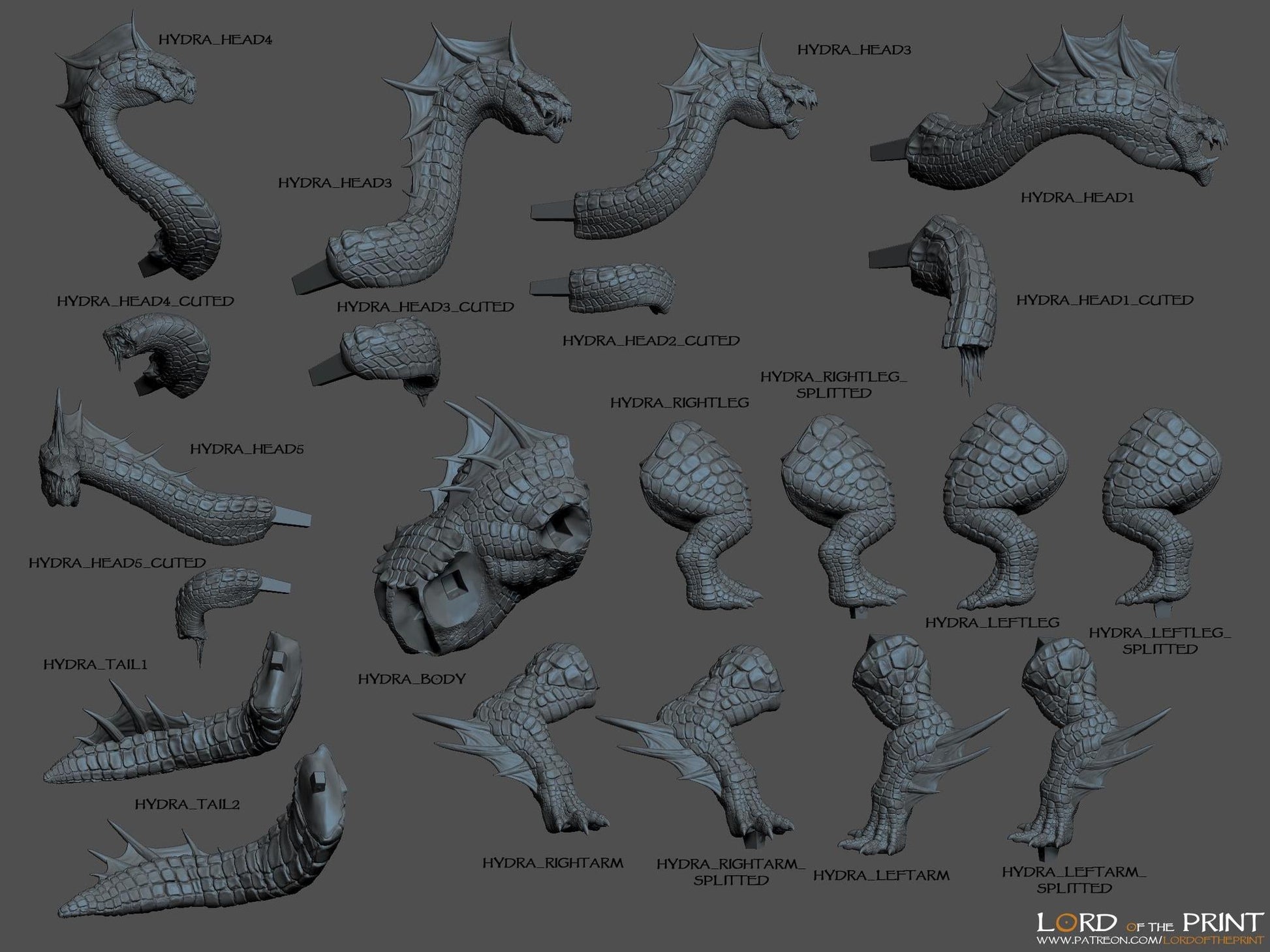 Hydra | TABLETOP SCALE | TTRPG Monster Miniature | Rescale Miniatures