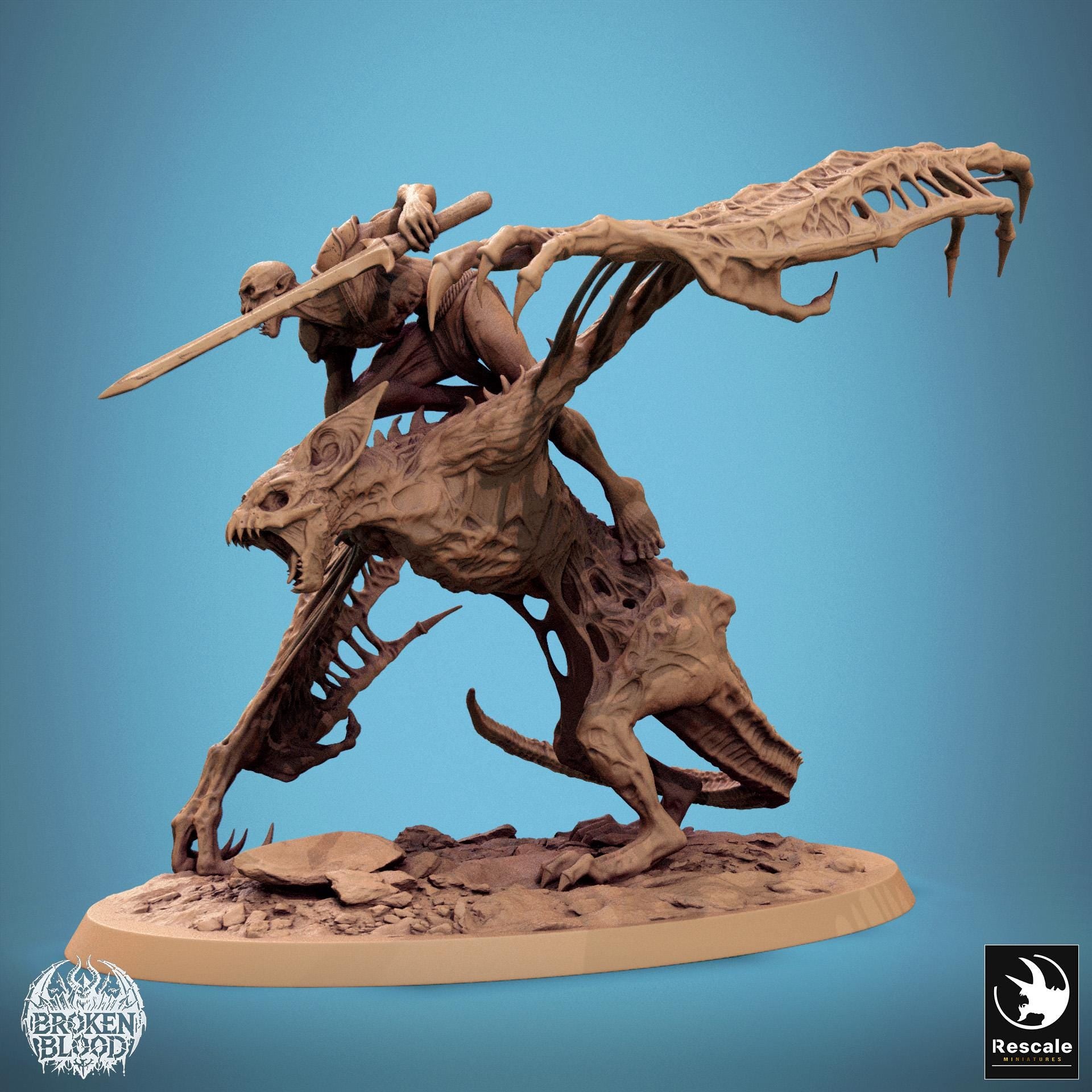 Dabeath Bat, Broken Blood Undead Ghoul Warband | TABLETOP SCALE | D&D TTRPG Monster Miniature | Rescale Miniatures