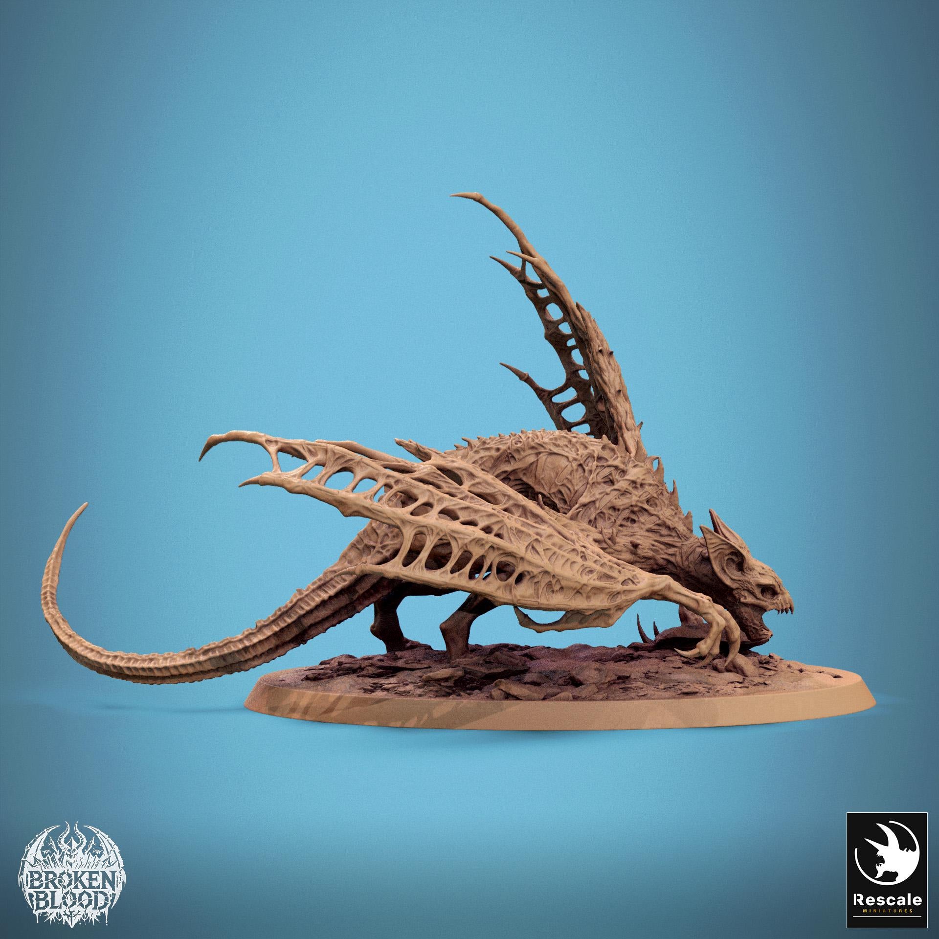 Dabeath Bat miniature from Tattles Told 3D, Broken Blood Undead Ghoul Warband for D&D tabletop gaming, detailed undead creature model.