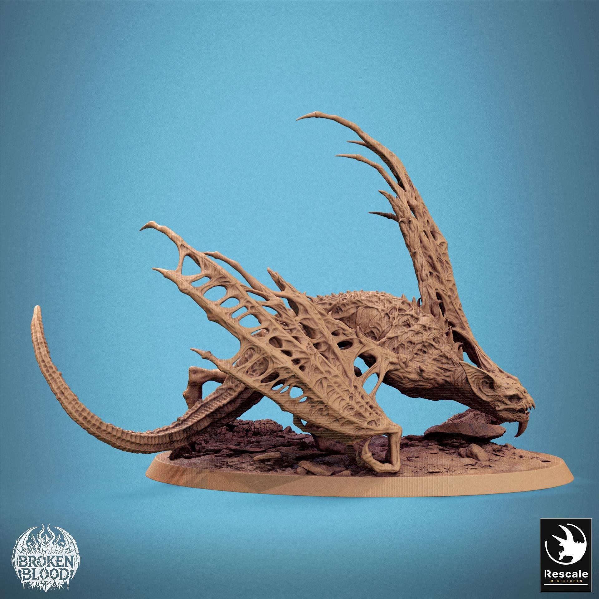 Dabeath Bat broken blood undead ghoul warband miniature by Tattles Told 3D for tabletop D&D TTRPG games, detailed undead creature.