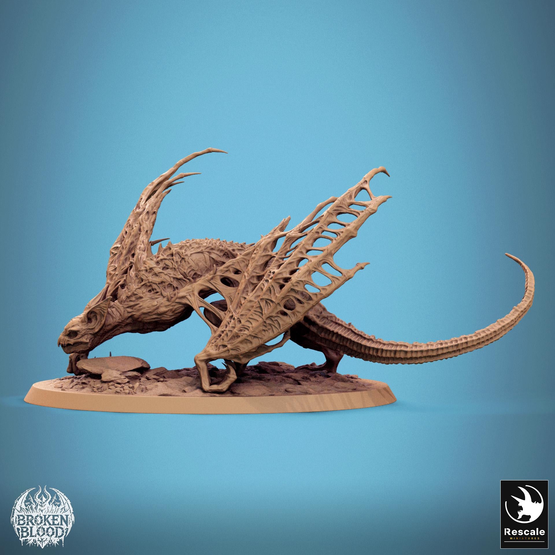 Dabeath Bat miniature from Tattles Told 3D, Broken Blood Undead Ghoul Warband for tabletop D&D TTRPG gaming, detailed resin figure.
