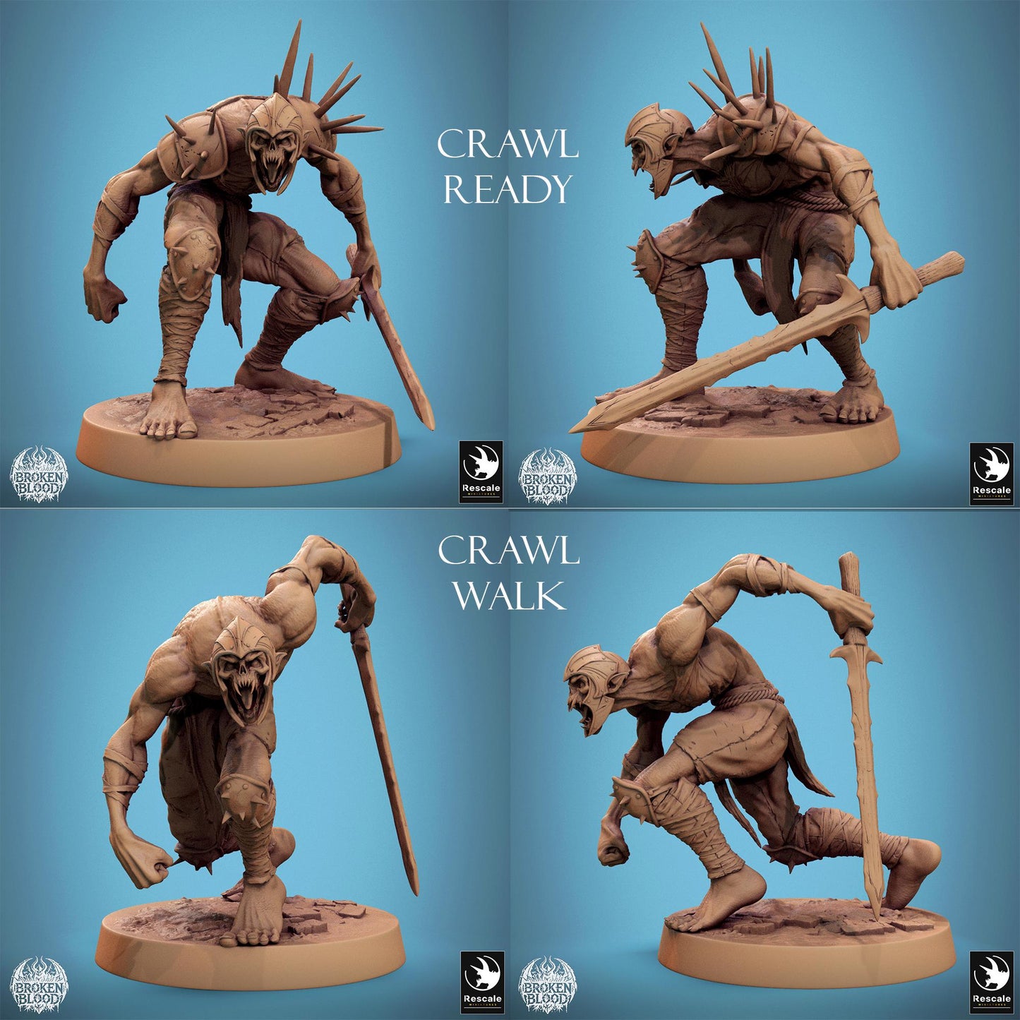 Ghoul Ravager, Broken Blood Undead Ghoul Warband | TABLETOP SCALE | D&D TTRPG Monster Miniature | Rescale Miniatures