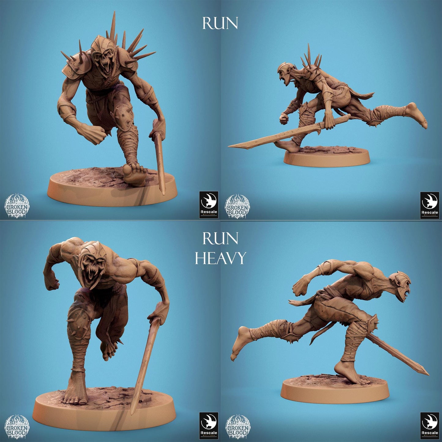 Ghoul Ravager, Broken Blood Undead Ghoul Warband | TABLETOP SCALE | D&D TTRPG Monster Miniature | Rescale Miniatures