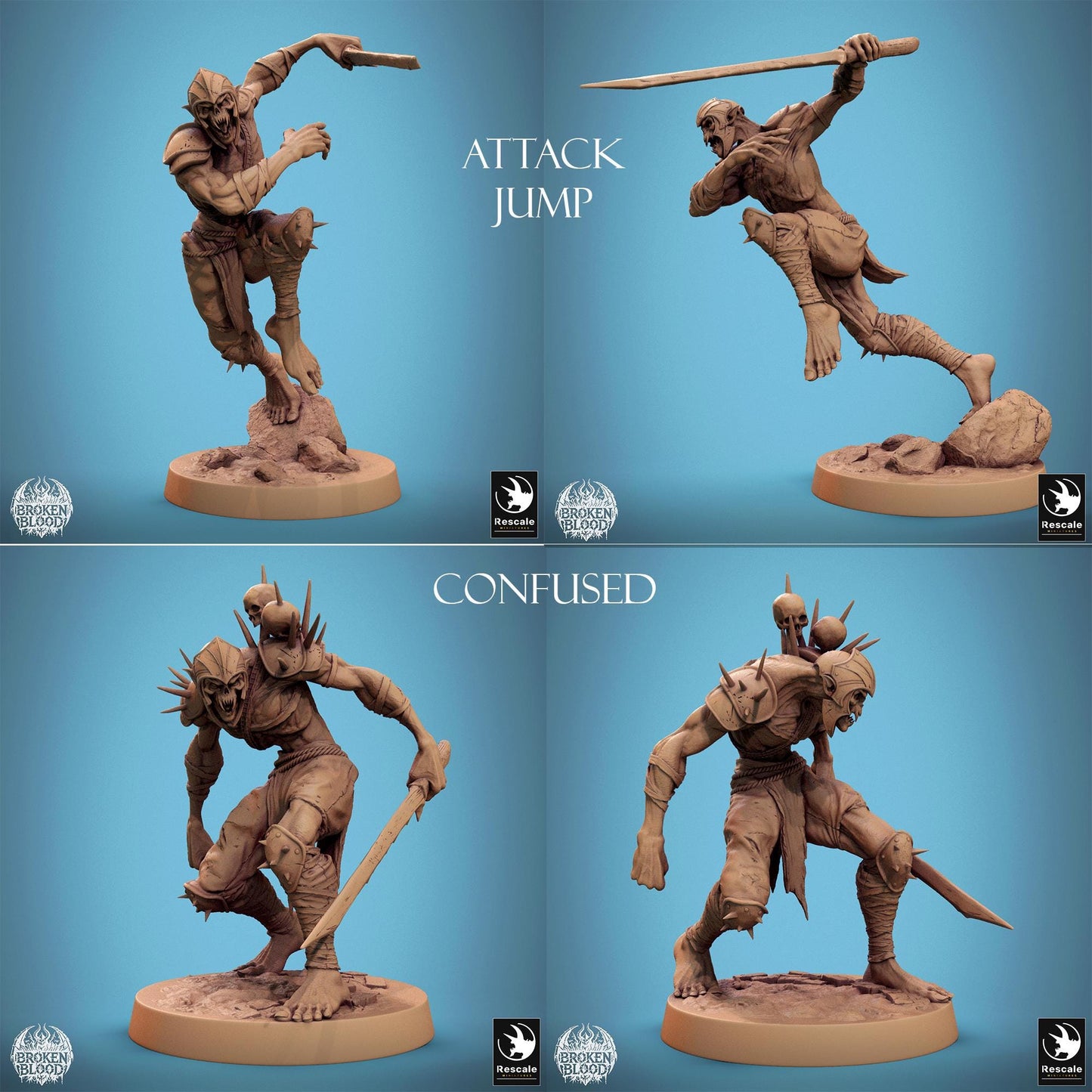 Ghoul Ravager, Broken Blood Undead Ghoul Warband | TABLETOP SCALE | D&D TTRPG Monster Miniature | Rescale Miniatures