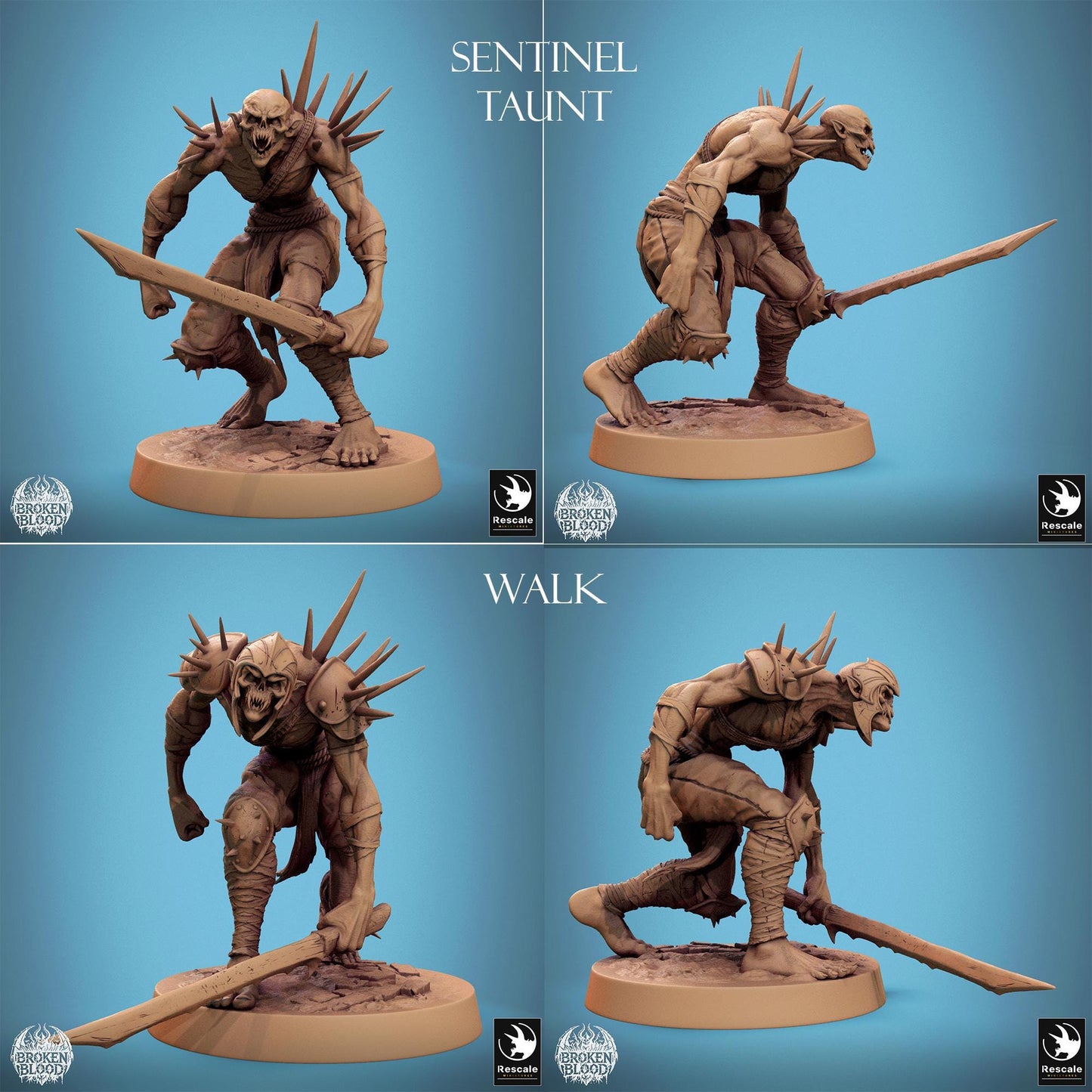 Ghoul Ravager, Broken Blood Undead Ghoul Warband | TABLETOP SCALE | D&D TTRPG Monster Miniature | Rescale Miniatures