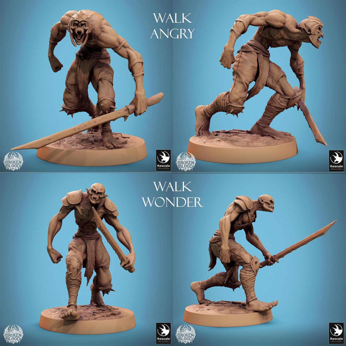 Ghoul Ravager, Broken Blood Undead Ghoul Warband | TABLETOP SCALE | D&D TTRPG Monster Miniature | Rescale Miniatures