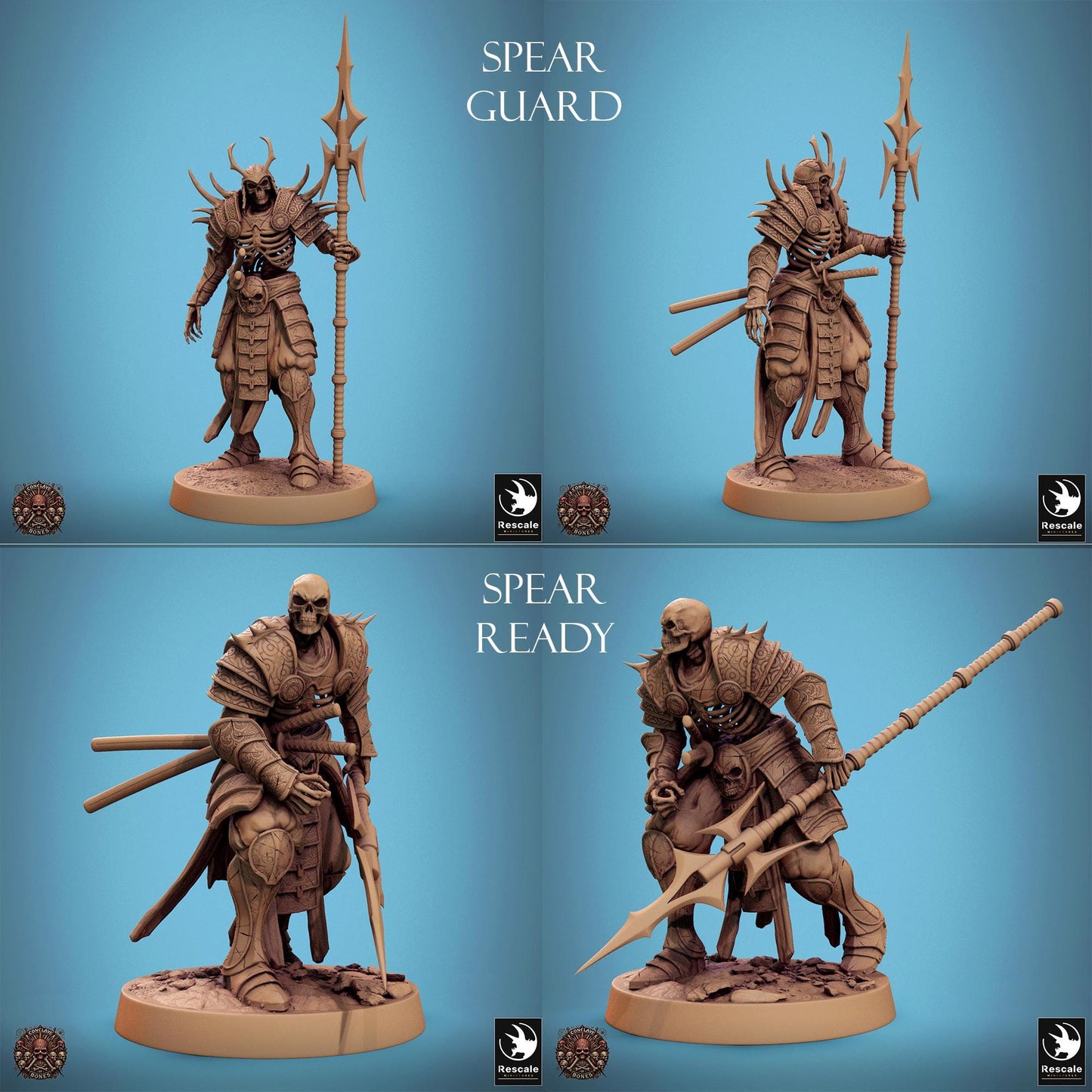 East Asian Skeletons, Conclave of Bones Undead Skeleton Warband | TABLETOP SCALE | D&D TTRPG Monster Miniature | Rescale Miniatures