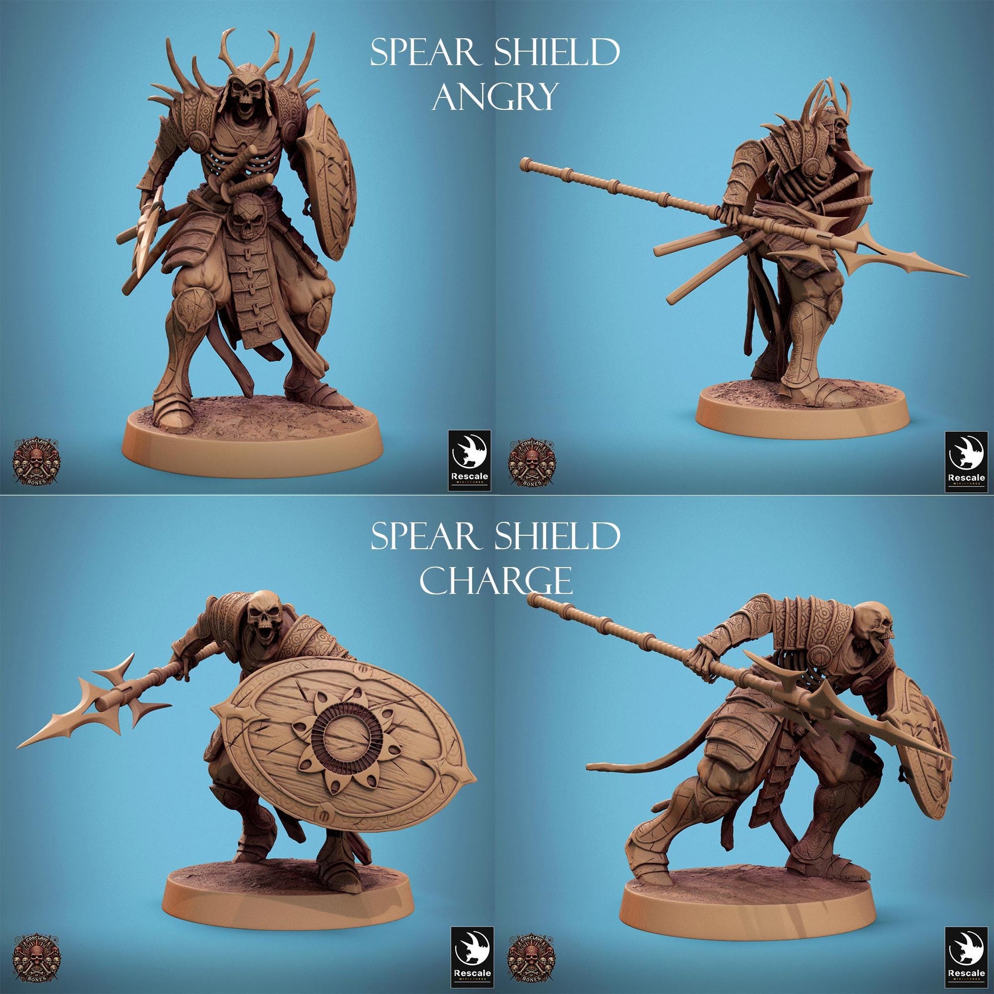 East Asian Skeletons, Conclave of Bones Undead Skeleton Warband | TABLETOP SCALE | D&D TTRPG Monster Miniature | Rescale Miniatures