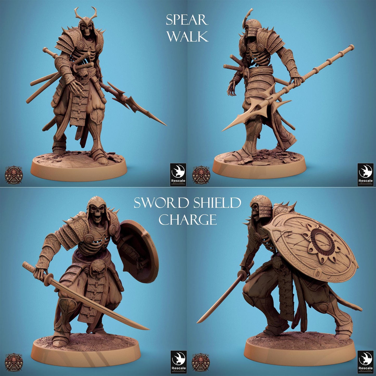 East Asian Skeletons, Conclave of Bones Undead Skeleton Warband | TABLETOP SCALE | D&D TTRPG Monster Miniature | Rescale Miniatures