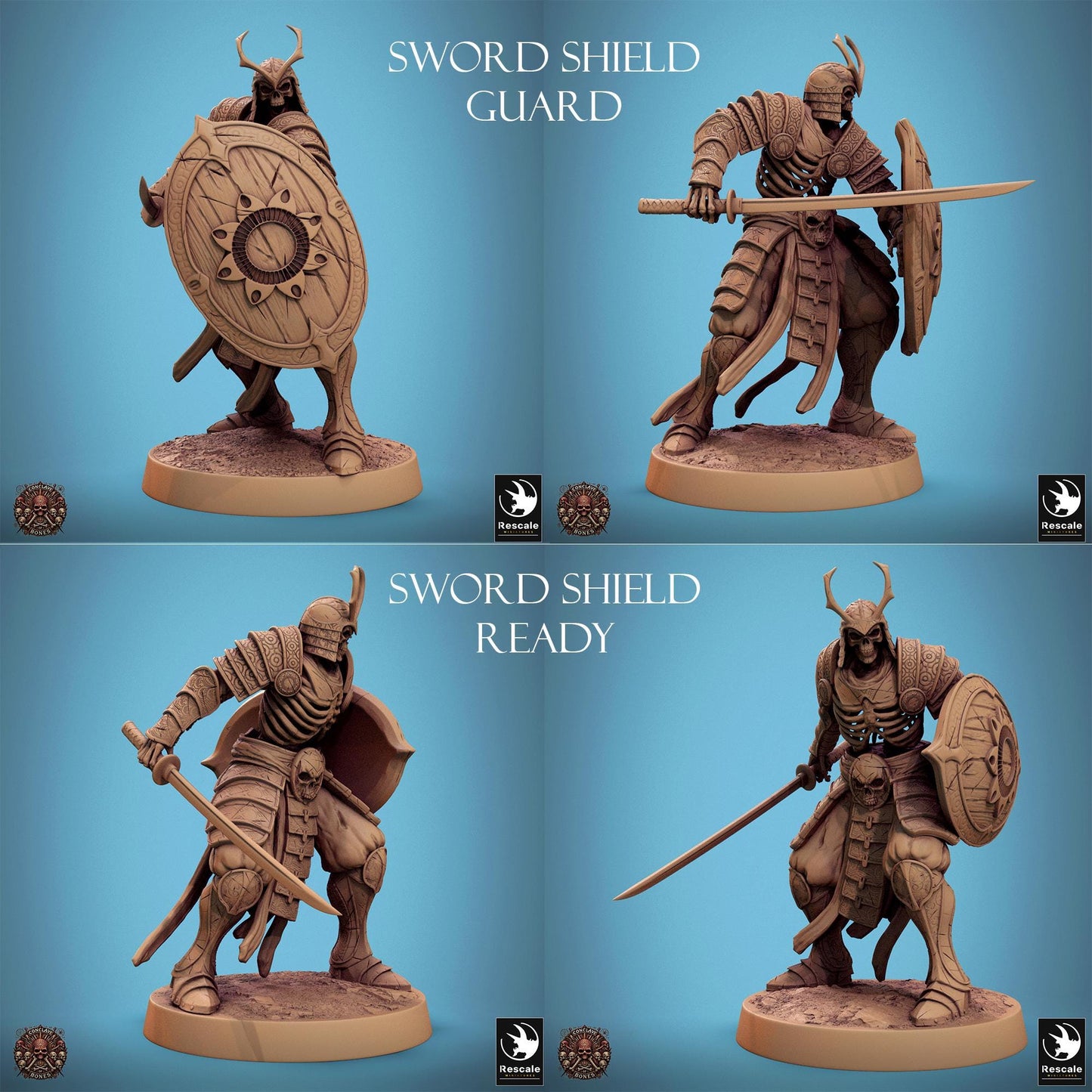 East Asian Skeletons, Conclave of Bones Undead Skeleton Warband | TABLETOP SCALE | D&D TTRPG Monster Miniature | Rescale Miniatures