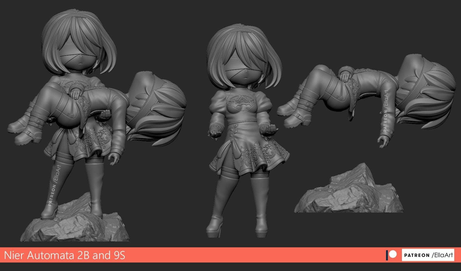 Chibi Android Pair | Resin Garage Kit Figure Game Fan Art | Nomnom Figures