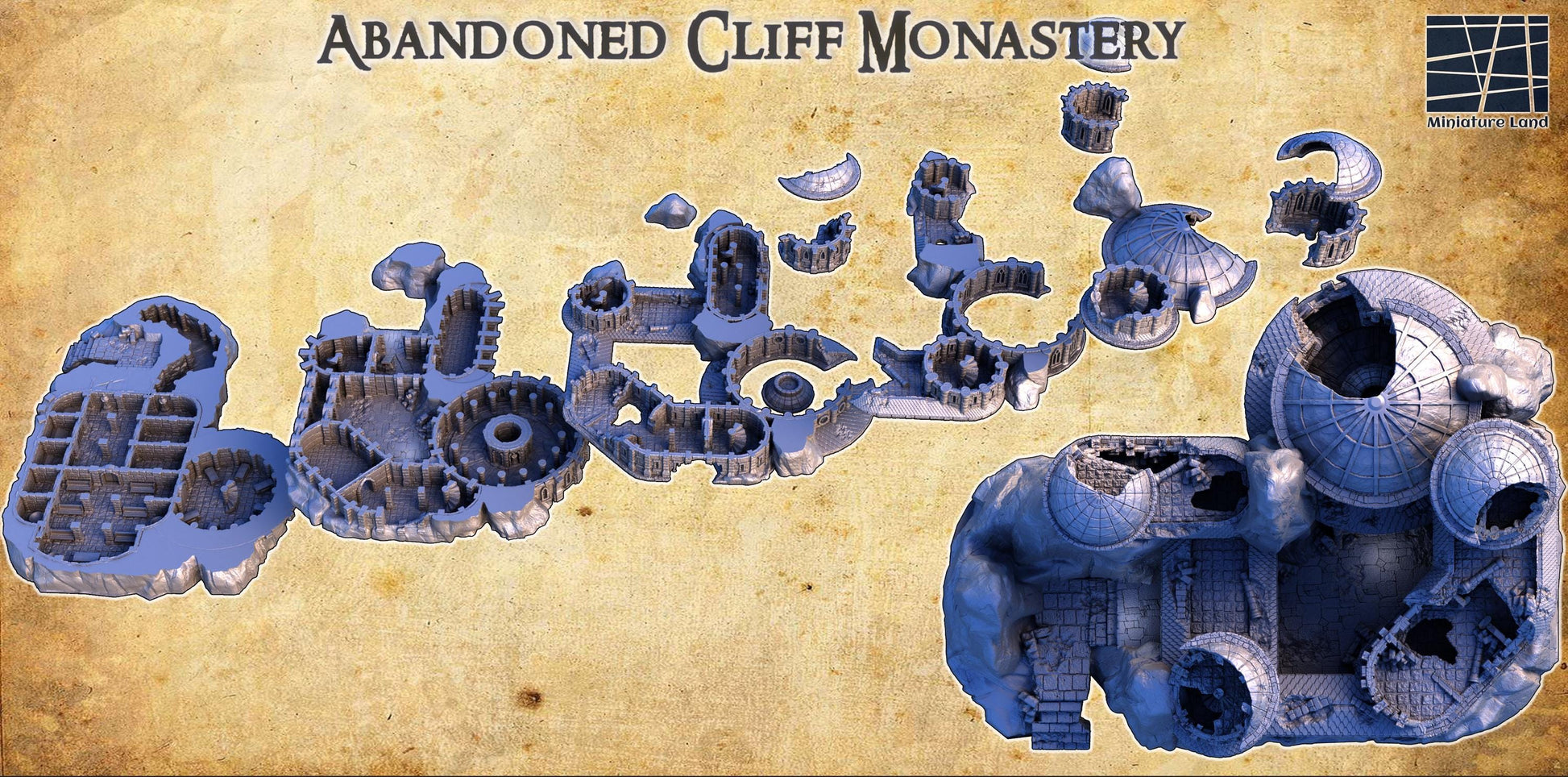 Abandoned Cliff Monastery | TTRPG D&D Playable 3D Printed Building | MiniatureLand