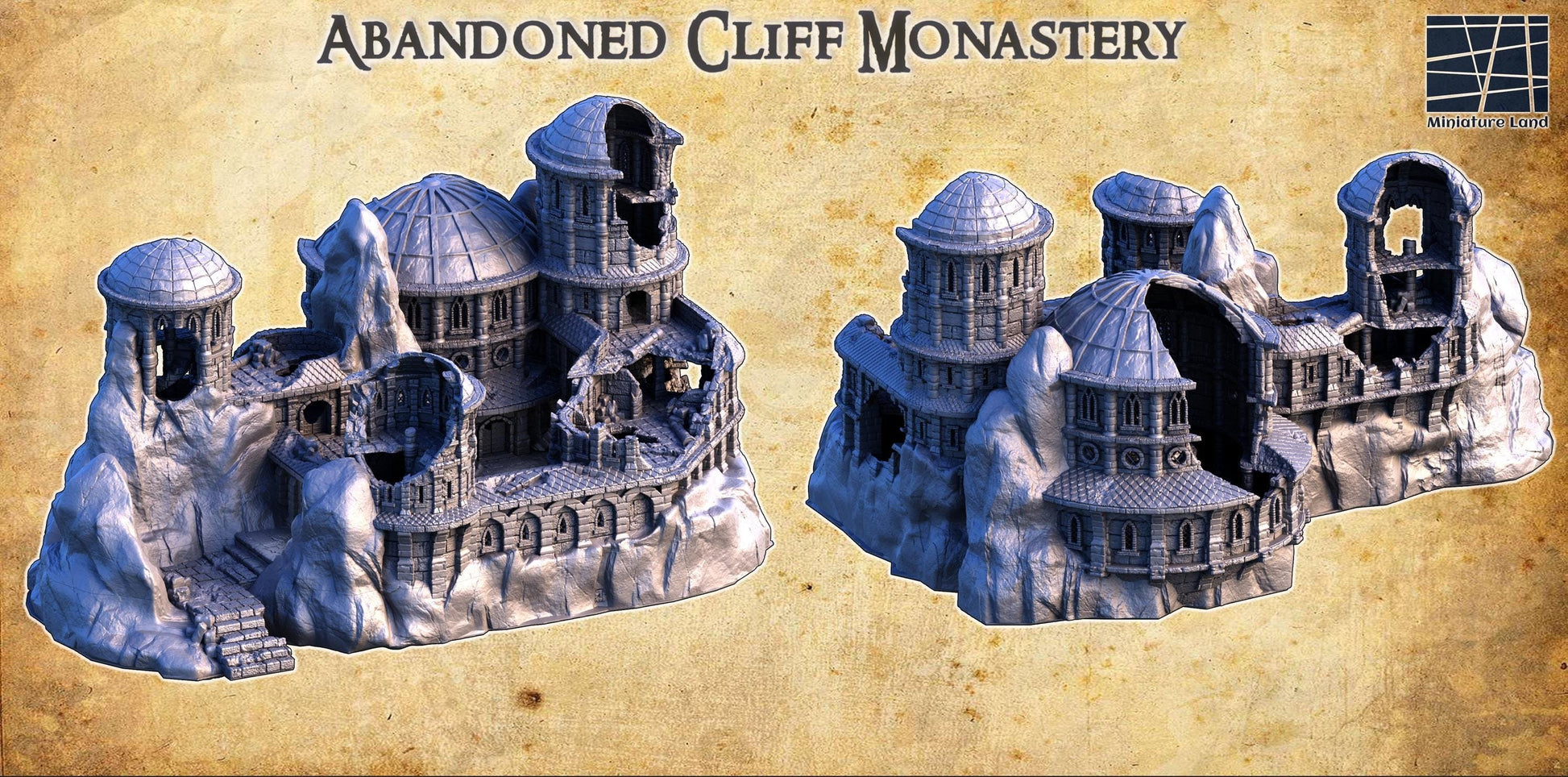 Abandoned Cliff Monastery | TTRPG D&D Playable 3D Printed Building | MiniatureLand