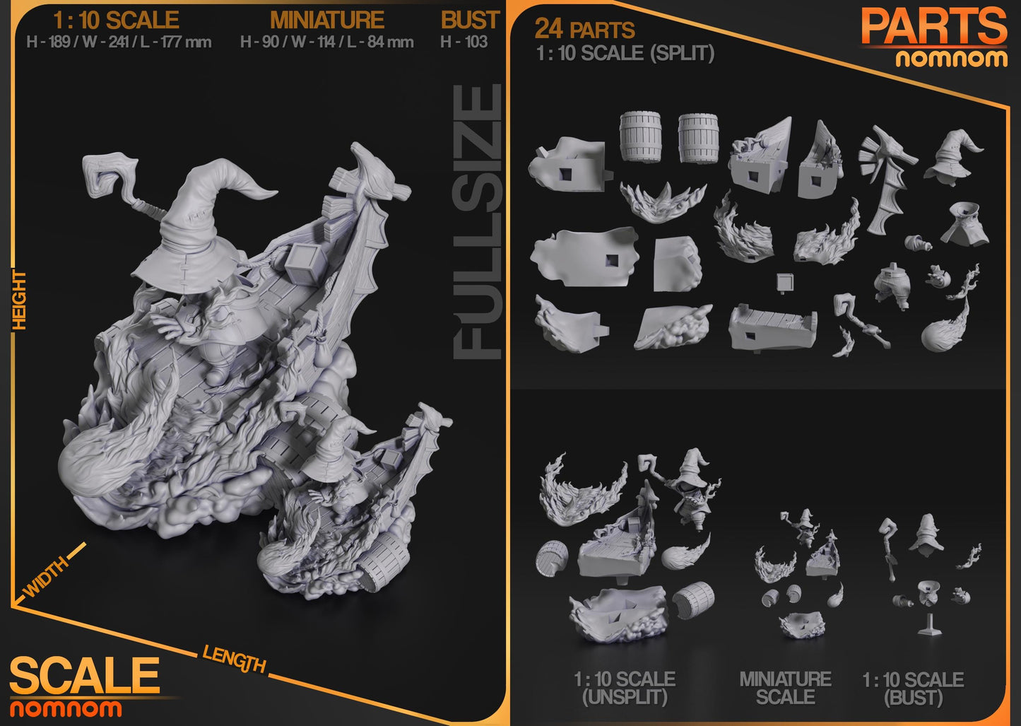 Shy Black Mage | Resin Garage Kit Figure Game Fan Art | Nomnom Figures