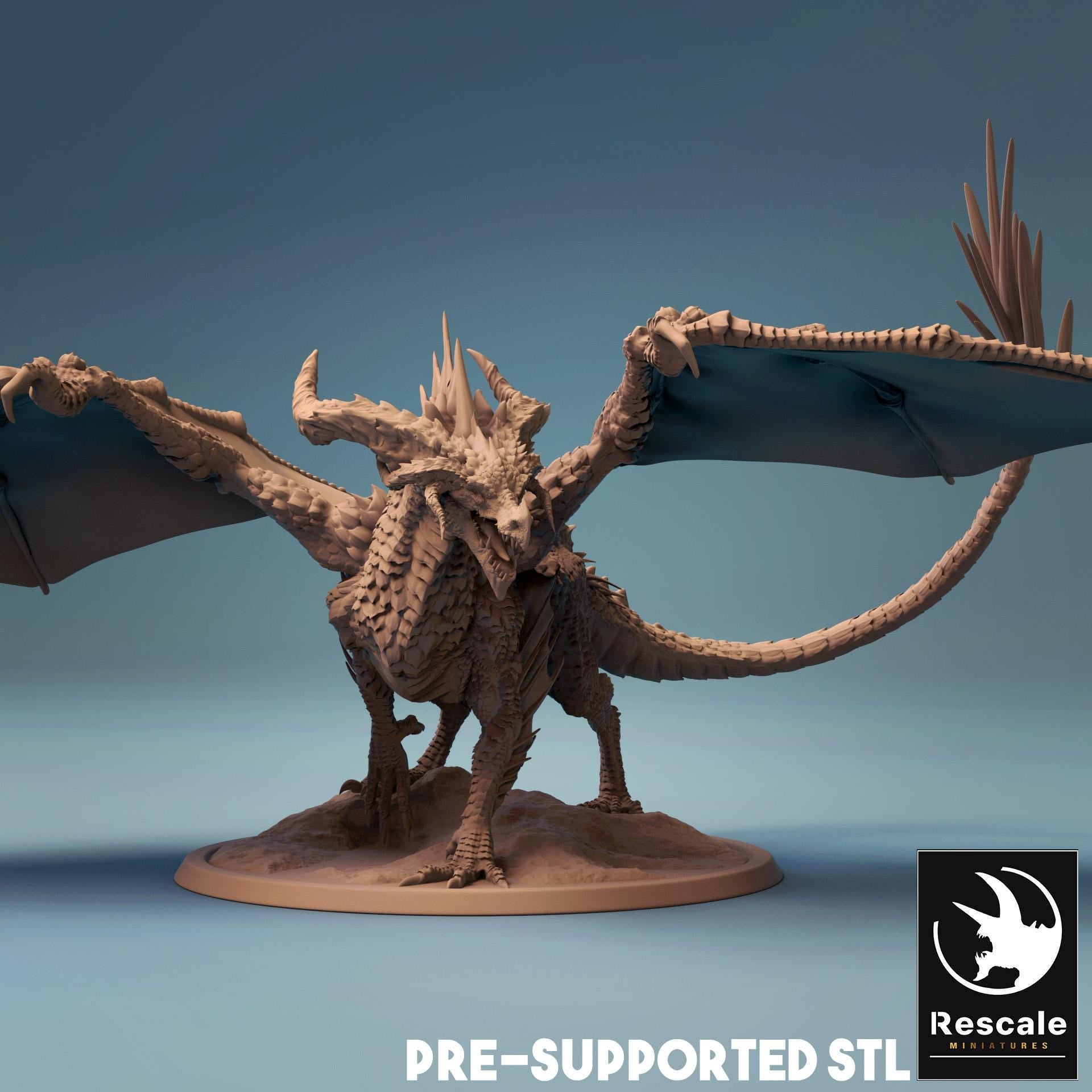Black Dragon, Chromatic Monster | TABLETOP SCALE | D&D TTRPG Dragon Miniature | Rescale Miniatures