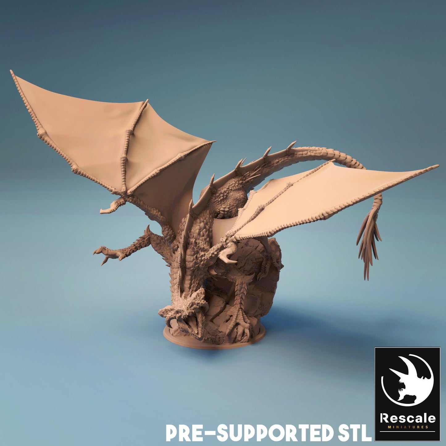 Black Dragon, Chromatic Monster | TABLETOP SCALE | D&D TTRPG Dragon Miniature | Rescale Miniatures