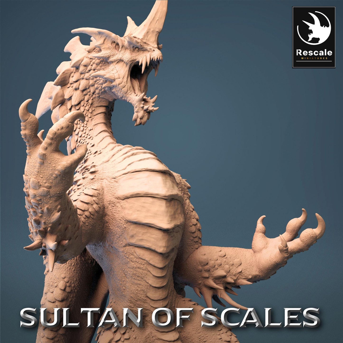 Blue Chromatic Dragon, Legendary Monster | TABLETOP SCALE | D&D TTRPG Dragon Miniature | Rescale Miniatures