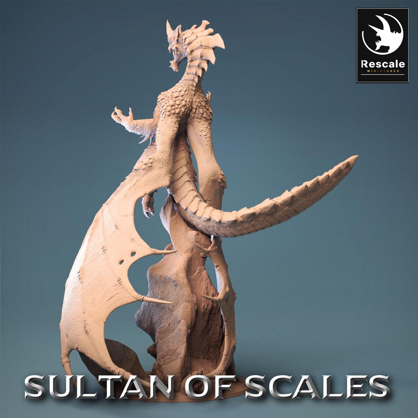 Blue Chromatic Dragon, Legendary Monster | TABLETOP SCALE | D&D TTRPG Dragon Miniature | Rescale Miniatures