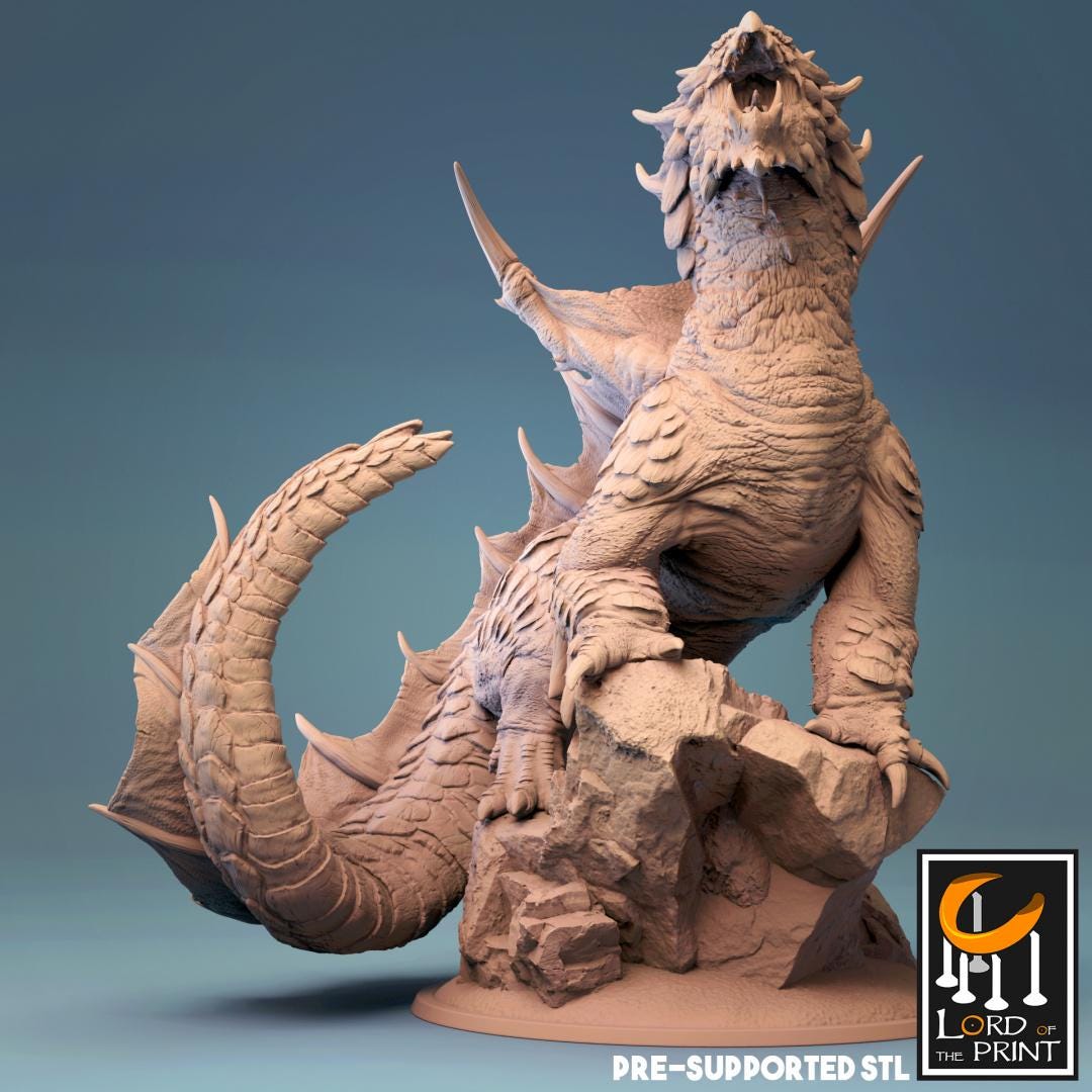 Brown Dragon, Monster | TABLETOP SCALE | D&D TTRPG Dragon Miniature | Rescale Miniatures