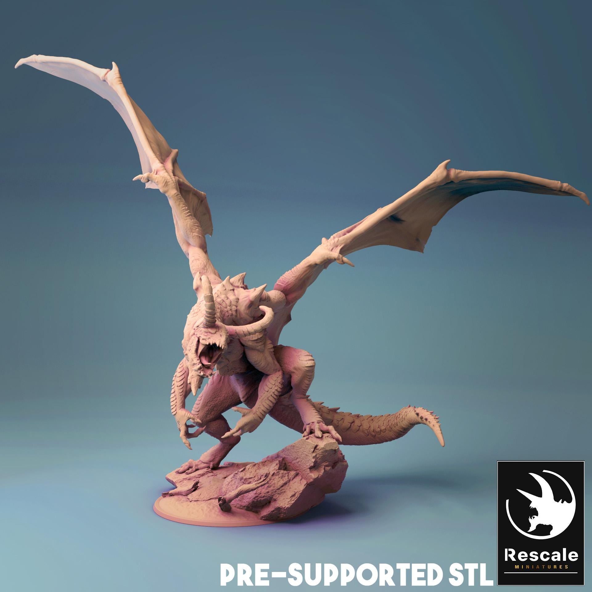 Fafnir Dragon, Mounted Monster | TABLETOP SCALE | D&D TTRPG Dragon Miniature | Rescale Miniatures