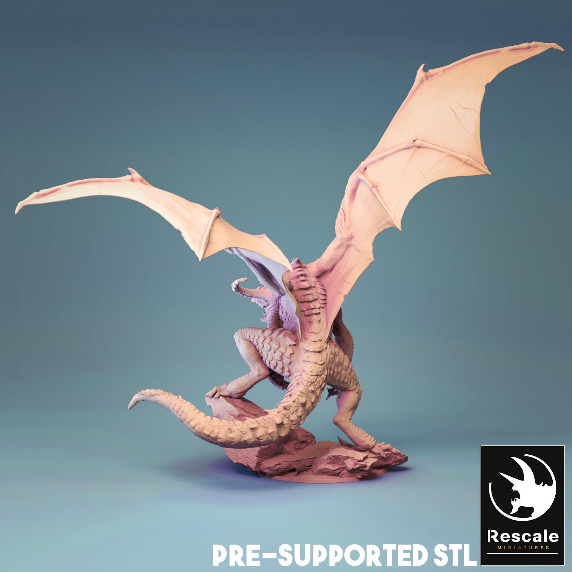 Fafnir Dragon, Mounted Monster | TABLETOP SCALE | D&D TTRPG Dragon Miniature | Rescale Miniatures