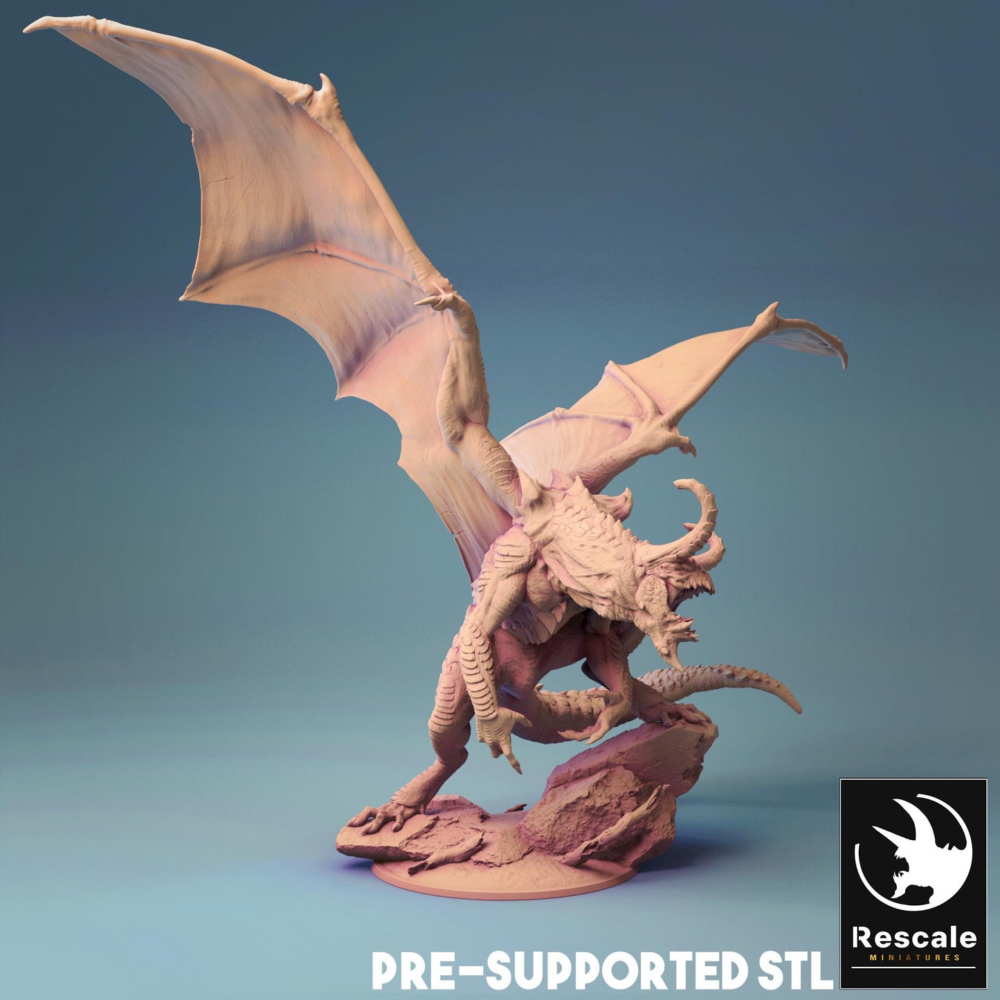 Fafnir Dragon, Mounted Monster | TABLETOP SCALE | D&D TTRPG Dragon Miniature | Rescale Miniatures